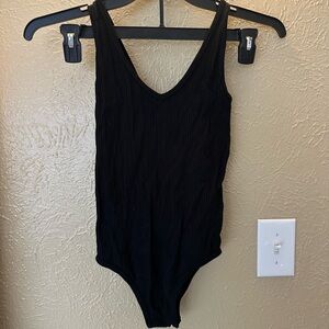Black Ribbed Bodysuit
